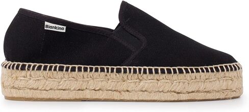 Palma Sustainable Platform Slip on Espadrilles for Women - Classic Style Breathable Eco Canvas Upper, Comfy Insole with Jute Midsole, Handmade Shoes, Made in Spain in Saudi Arabia