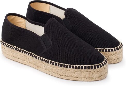 Palma Sustainable Platform Slip on Espadrilles for Women - Classic Style Breathable Eco Canvas Upper, Comfy Insole with Jute Midsole, Handmade Shoes, Made in Spain in Saudi Arabia