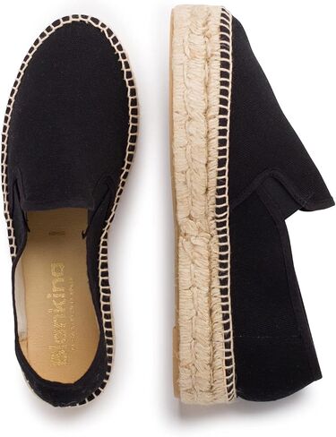 Palma Sustainable Platform Slip on Espadrilles for Women - Classic Style Breathable Eco Canvas Upper, Comfy Insole with Jute Midsole, Handmade Shoes, Made in Spain in Saudi Arabia