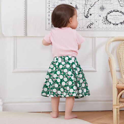 Toddler Girl Golf Outfit Short Sleeve Hole in One Polo Shirt and Golf Print Mini Skirt Set 6 12 18 24M 2 3 4T in Kuwait