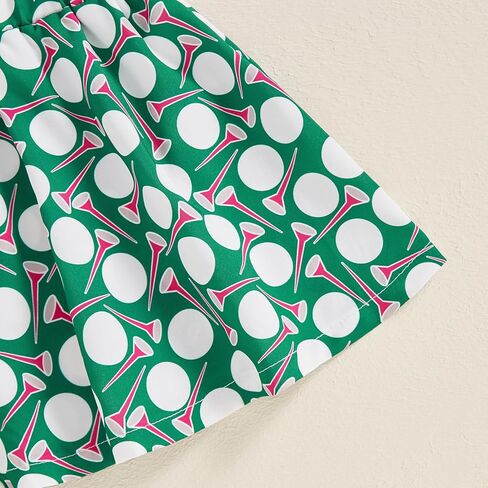 Toddler Girl Golf Outfit Short Sleeve Hole in One Polo Shirt and Golf Print Mini Skirt Set 6 12 18 24M 2 3 4T in Kuwait