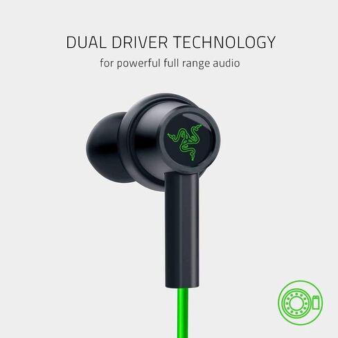 Razer Hammerhead Duo Console: Custom-Tuned Dual-Driver Technology - in-Line Mic Mute Switch - Aluminum Frame - Dedicated Carrying Case - 3.5mm Headphone Jack - Green (RZ12-03030300-R3M1) in Saudi Arabia