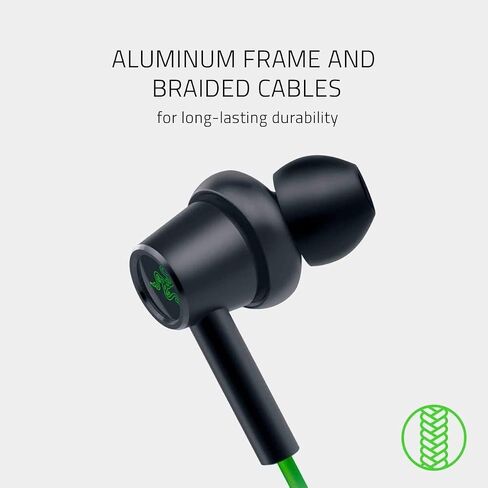 Razer Hammerhead Duo Console: Custom-Tuned Dual-Driver Technology - in-Line Mic Mute Switch - Aluminum Frame - Dedicated Carrying Case - 3.5mm Headphone Jack - Green (RZ12-03030300-R3M1) in Saudi Arabia