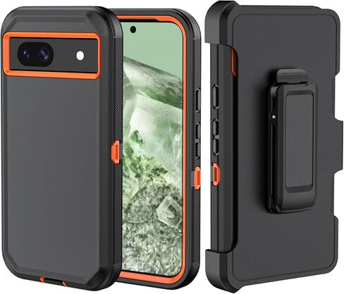حافظة هاتف لهاتف Google Pixel 8A 2024، غطاء حماية مدرع مقاوم للصدمات شديد التحمل مع مشبك حزام لجراب هاتف Google 8A 2024 (أسود) in Saudi Arabia