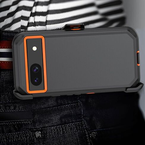 حافظة هاتف لهاتف Google Pixel 8A 2024، غطاء حماية مدرع مقاوم للصدمات شديد التحمل مع مشبك حزام لجراب هاتف Google 8A 2024 (أسود) in Kuwait