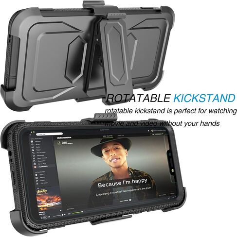 Tekcoo Holster Clip Case for Moto G7 Power/Motorola Moto G7 Supra / E5 Plus / E5 Supra, [Tshell] Shock Absorbing [Built-in Screen] Secure Swivel Locking Belt Full Body Carrying Cover [Black] in Saudi Arabia