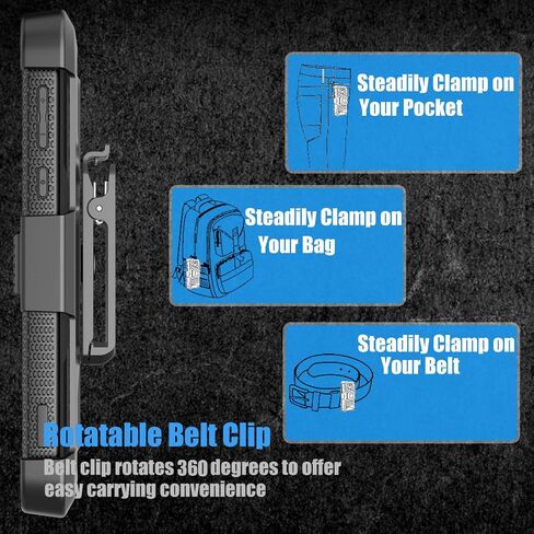 Tekcoo Holster Clip Case for Moto G7 Power/Motorola Moto G7 Supra / E5 Plus / E5 Supra, [Tshell] Shock Absorbing [Built-in Screen] Secure Swivel Locking Belt Full Body Carrying Cover [Black] in Saudi Arabia