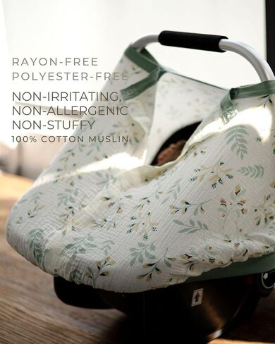 Car Seat Covers for Babies Girl and Boy with 100% Cotton Muslin Material | Baby Carseat Cover Girl and Boy | Adorable Baby Car Seat Cover with Cute Design | Infant Car Seat Cover with Window in Saudi Arabia