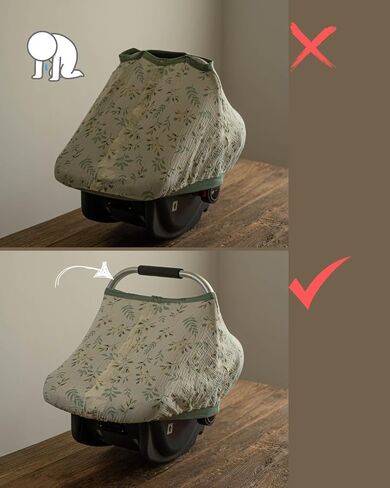 Car Seat Covers for Babies Girl and Boy with 100% Cotton Muslin Material | Baby Carseat Cover Girl and Boy | Adorable Baby Car Seat Cover with Cute Design | Infant Car Seat Cover with Window in Saudi Arabia