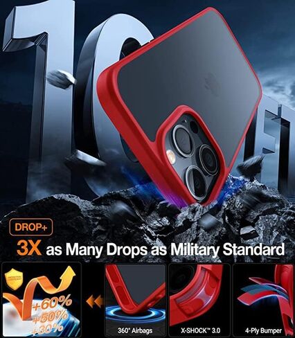 TORRAS Shockproof for Phone 14 Pro Max Case, Military Grade Drop Protection, Silicone for Phone 14 Pro Max Case, Slim Thin Semi-Clear Case for Phone 14 ProMax Case, Black-Guardian Series in Saudi Arabia