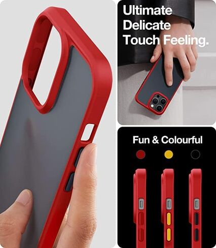 TORRAS Shockproof for Phone 14 Pro Max Case, Military Grade Drop Protection, Silicone for Phone 14 Pro Max Case, Slim Thin Semi-Clear Case for Phone 14 ProMax Case, Black-Guardian Series in Saudi Arabia