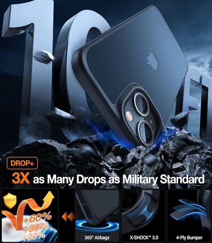 TORRAS Shockproof for Phone 14 Pro Max Case, Military Grade Drop Protection, Silicone for Phone 14 Pro Max Case, Slim Thin Semi-Clear Case for Phone 14 ProMax Case, Black-Guardian Series in Saudi Arabia