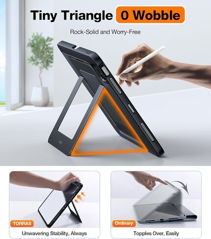 حافظة TORRAS Ostand لجهاز iPad Pro مقاس 11 بوصة (2022/2021/2020/2018، الجيل الرابع/الثالث/ الثاني/الأول) مع مسند قوي، مقاوم للانحناء، حامل قابل للتعديل، عرض بأي زاوية، حامل أقلام مدمج، أسود in Kuwait