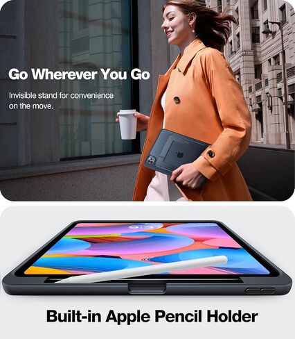 حافظة TORRAS Ostand لجهاز iPad Pro مقاس 11 بوصة (2022/2021/2020/2018، الجيل الرابع/الثالث/ الثاني/الأول) مع مسند قوي، مقاوم للانحناء، حامل قابل للتعديل، عرض بأي زاوية، حامل أقلام مدمج، أسود in Kuwait