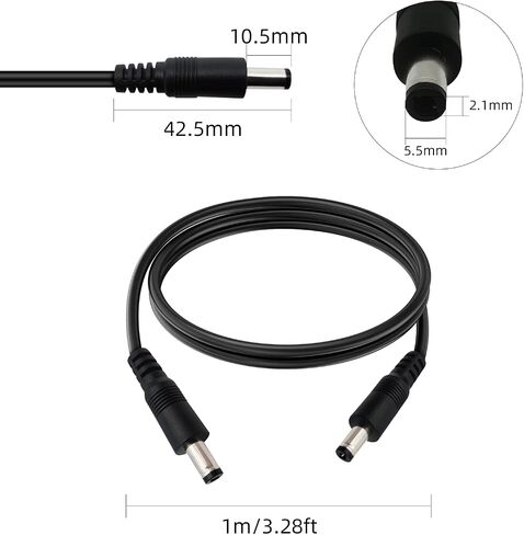 DC5.5x2.1mm 12V Male to Male Cable 18AWG Male to Male Extension Cable 3.3ft | 12V DC Connector 5521 for Security Cameras, LED Strips, Routers, and Printers 2pcs in Kuwait