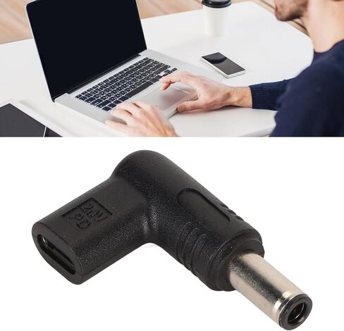 محول Heayzoki PD USB C إلى DC 6.0x3.7 مم، 100W PD USB C أنثى إلى DC ذكر، محول من النوع C إلى 6.0x3.7 مم، بزاوية 90 درجة، لأجهزة الكمبيوتر المحمولة والأجهزة الأخرى in Saudi Arabia