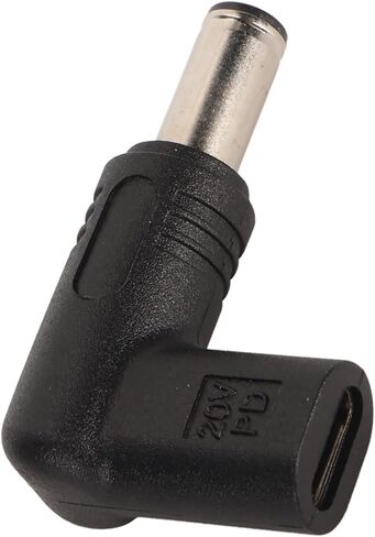 محول Heayzoki PD USB C إلى DC 6.0x3.7 مم، 100W PD USB C أنثى إلى DC ذكر، محول من النوع C إلى 6.0x3.7 مم، بزاوية 90 درجة، لأجهزة الكمبيوتر المحمولة والأجهزة الأخرى in Saudi Arabia