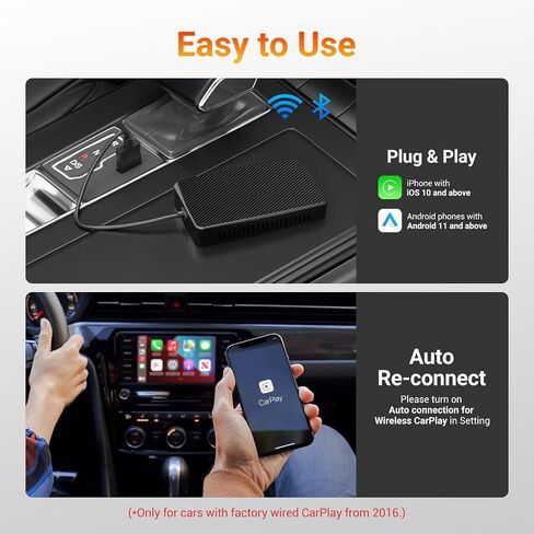 Play2Video Pro CarPlay Ai Box، صندوق سحري للوسائط المتعددة مع YouTube وNetflix مدمجين، 3 في 1 Android Auto وCarPlay محول لاسلكي للسيارات مع CarPlay سلكي من المصنع من 2016، ترقية OTA عبر الإنترنت in Saudi Arabia