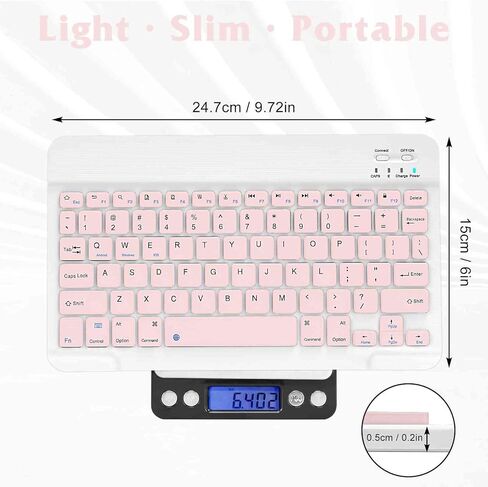 Rechargeable Bluetooth Keyboard and Mouse Combo Ultra Slim for Amazon Fire HD 10 (2017) and All Bluetooth Enabled Android/PC-Black Keyboard with RGB LED Onyx Black Mouse in Saudi Arabia
