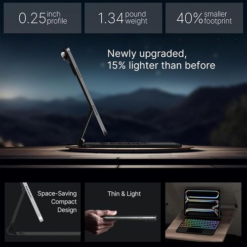typecase Edge Keyboard Case for iPad Pro 11 (M4) 2024,Magic Keyboard with 11-Color Backlight,Multi-Touch Trackpad,Black in Saudi Arabia