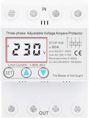STVP‑936 LCD Adjustable Voltage Protector 3‑Phase LCD Multifunctional Self‑Resetting Voltage Protector 230V/400V AC((50A)) in Saudi Arabia