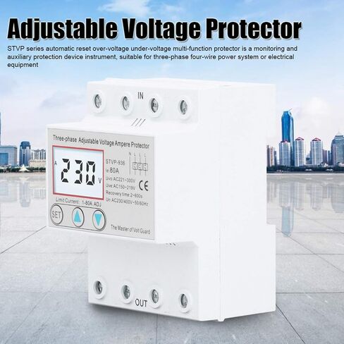 STVP‑936 LCD Adjustable Voltage Protector 3‑Phase LCD Multifunctional Self‑Resetting Voltage Protector 230V/400V AC((50A)) in Saudi Arabia