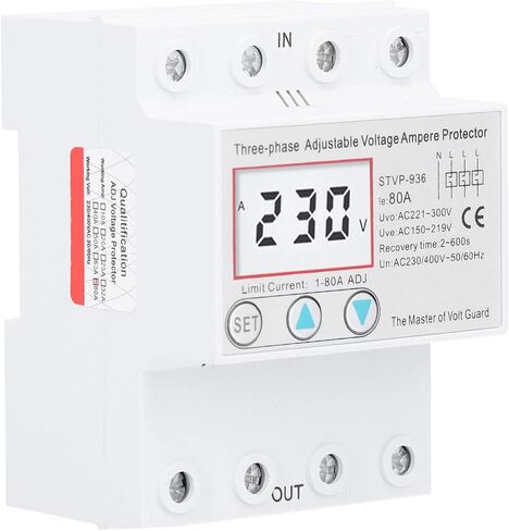 STVP‑936 LCD Adjustable Voltage Protector 3‑Phase LCD Multifunctional Self‑Resetting Voltage Protector 230V/400V AC((50A)) in Saudi Arabia