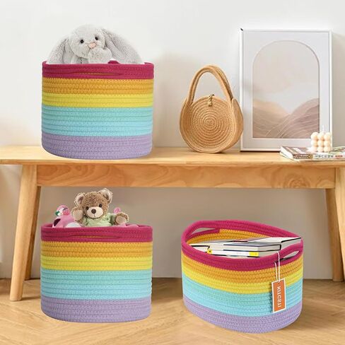 Woven Storage Basket, Cotton Rope Baskets for Organizing Craft Supplies, Clothes, Toy Storage Organizer to Keep Handy, Set of 3 in Saudi Arabia