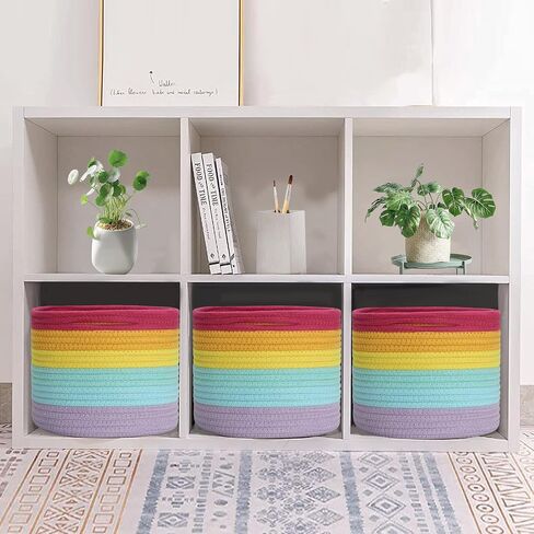 Woven Storage Basket, Cotton Rope Baskets for Organizing Craft Supplies, Clothes, Toy Storage Organizer to Keep Handy, Set of 3 in Saudi Arabia