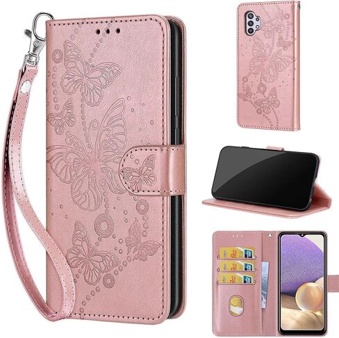 Designed for Samsung Galaxy A32 5G Case Wallet,Women Flip Folio Cover with Embossed PU Leather Stand Credit Card Holders Slots Wrist Strap Phone Case for Samsung A32 5G 6.5 Inch (Black Cube) in Kuwait