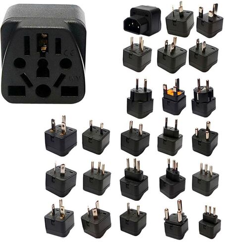 2-Pack ALINNA US Travel Plug Adapter, EU to US Plug Adapter, Universal EU UK AU CN JP to USA (Type B), Grounded 3 Prong USA Wall Plug Adaptor Outlet Power Converter (Black) in Saudi Arabia