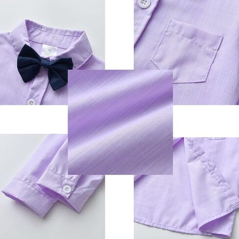 Toddler Gentleman Suit Outfits Long Sleeve Shirt + Suspender Pants + Bowtie for Boys in Kuwait