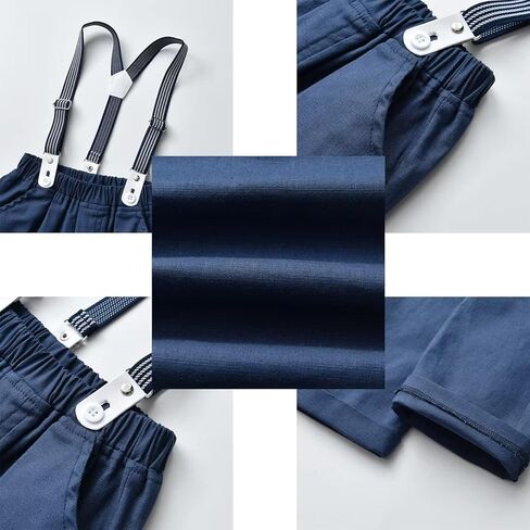 Toddler Gentleman Suit Outfits Long Sleeve Shirt + Suspender Pants + Bowtie for Boys in Kuwait