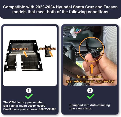 Fitcamx 4K Dash Cam Adapts for Hyundai Santa Cruz & Tucson 2022 2023 2024 (Part NO#N9000) with Auto Dimming Mirror, OEM Look, UHD 2160P Video, Built-in WiFi & APP, Loop Recording, G-Sensor, 64GB Card in Saudi Arabia