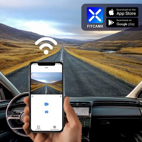 Fitcamx 4K Dash Cam Adapts for Hyundai Santa Cruz & Tucson 2022 2023 2024 (Part NO#N9000) with Auto Dimming Mirror, OEM Look, UHD 2160P Video, Built-in WiFi & APP, Loop Recording, G-Sensor, 64GB Card in Saudi Arabia