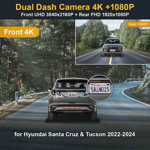 Fitcamx 4K Dash Cam Adapts for Hyundai Santa Cruz & Tucson 2022 2023 2024 (Part NO#N9000) with Auto Dimming Mirror, OEM Look, UHD 2160P Video, Built-in WiFi & APP, Loop Recording, G-Sensor, 64GB Card in Saudi Arabia