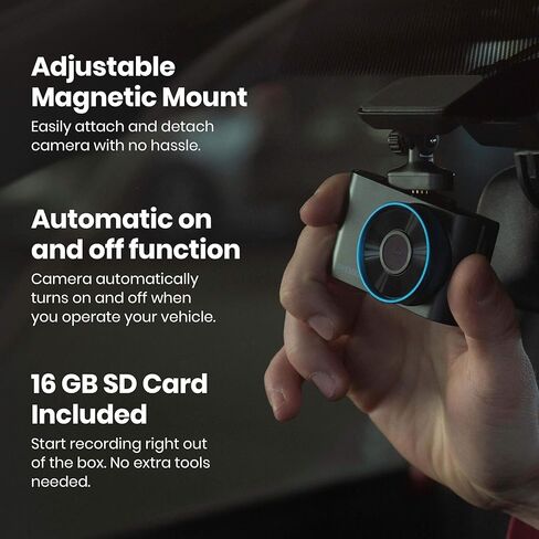 كاميرا SYLVANIA Roadsight Plus Dash - عرض 120 درجة، HD 1080p، بطاقة ذاكرة SD سعة 16 جيجابايت متضمنة، تسجيل حلقة، مستشعر G، شاشة IPS LED مقاس 2 بوصة، وضع انتظار السيارات، رؤية ليلية، تطبيق الهاتف المحمول، سيارة أجرة، سيارة in Saudi Arabia