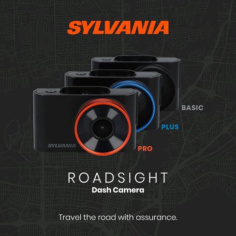 كاميرا SYLVANIA Roadsight Plus Dash - عرض 120 درجة، HD 1080p، بطاقة ذاكرة SD سعة 16 جيجابايت متضمنة، تسجيل حلقة، مستشعر G، شاشة IPS LED مقاس 2 بوصة، وضع انتظار السيارات، رؤية ليلية، تطبيق الهاتف المحمول، سيارة أجرة، سيارة in Saudi Arabia