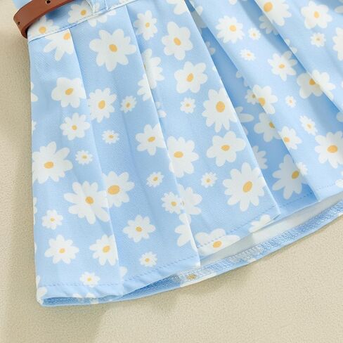 Toddler Baby Girl Summer Clothes Ribbed Knit Tank Top Daisy Print Pleated Mini Skirt Set 1T 2T 3T 4T 2pcs Outfit in Saudi Arabia