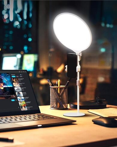 Desk Light with Stand for Zoom Meeting, 10'' Zoom Ligthing for Computer Video Conference Light, LED Full Screen Video Light for Live Streaming, 3 Colors and Dimmable Desktop Light - White in Saudi Arabia