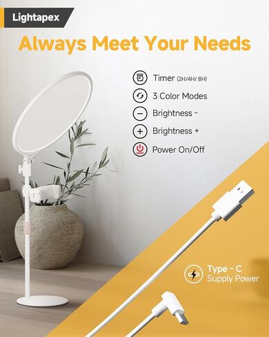 Desk Light with Stand for Zoom Meeting, 10'' Zoom Ligthing for Computer Video Conference Light, LED Full Screen Video Light for Live Streaming, 3 Colors and Dimmable Desktop Light - White in Saudi Arabia