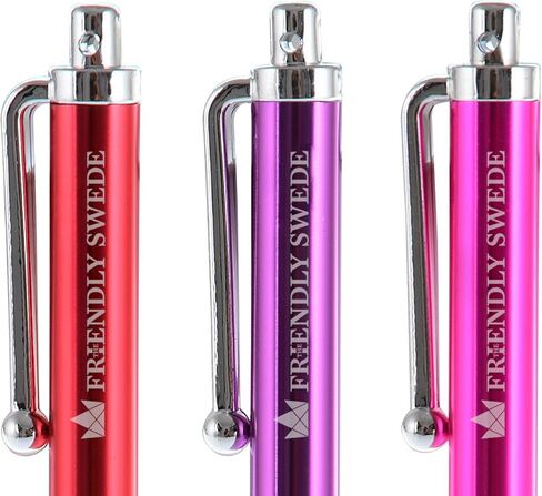 أقلام اللمس السويدية الصديقة لشاشات اللمس مقاس 4.5 بوصة، 6 عبوات من أقلام اللمس لأجهزة iPad، وقلم لمس الشاشة لجهاز iPhone - بما في ذلك 2 × 15 حبل وقطعة قماش لتنظيف الشاشة - أحمر/أرجواني/وردي/أزرق فاتح/أزرق داكن/أخضر in Kuwait