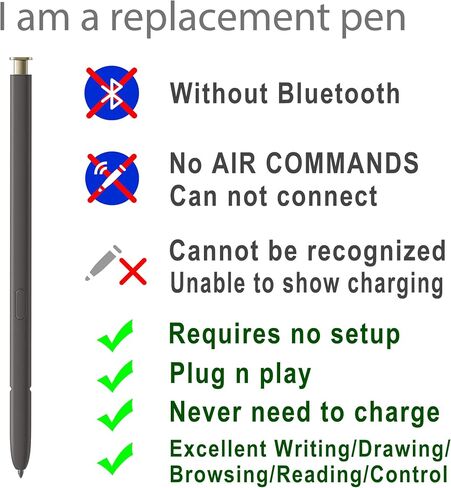 Galaxy S24 Ultra Stylus Replacement for Samsung Galaxy S24 Ultra 5G S Pen, Galaxy S24 Ultra S Pen without Bluetooth + Tweezer + Metal Nibs (Dark Gray) in Saudi Arabia