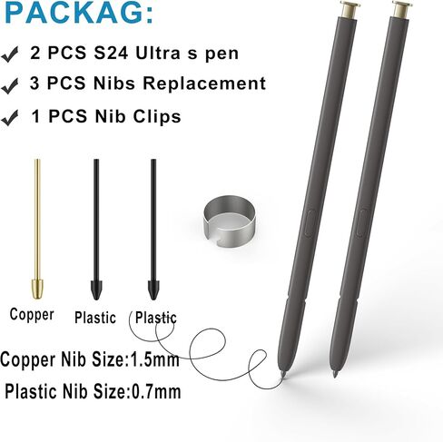 Galaxy S24 Ultra Stylus Replacement for Samsung Galaxy S24 Ultra 5G S Pen, Galaxy S24 Ultra S Pen without Bluetooth + Tweezer + Metal Nibs (Dark Gray) in Saudi Arabia