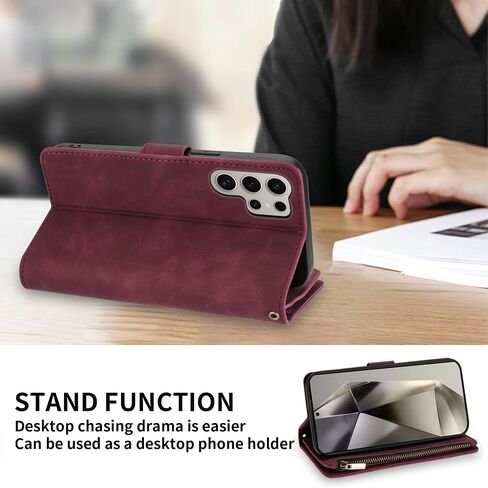 ZZXX for Samsung Galaxy S24 Wallet Case with RFID Blocking Card Slot PU Leather Zipper Flip Folio with Strap Kickstand Protective Cover for Samsung Galaxy S24 Case Wallet(Black-6.2 inch) in Saudi Arabia