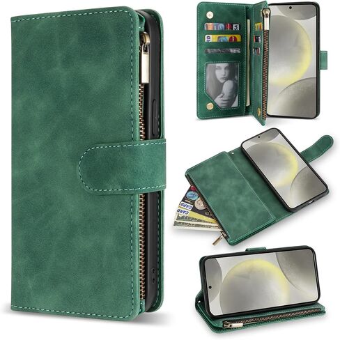 ZZXX for Samsung Galaxy S24 Wallet Case with RFID Blocking Card Slot PU Leather Zipper Flip Folio with Strap Kickstand Protective Cover for Samsung Galaxy S24 Case Wallet(Black-6.2 inch) in Saudi Arabia