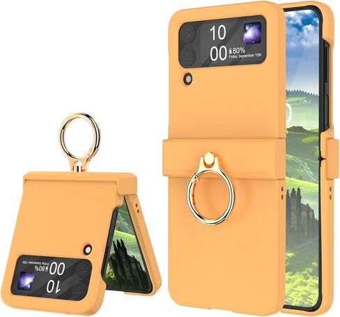 متوافق مع حافظة Galaxy Z Flip 4 مع حماية مفصلية ومسند حلقي، غطاء حماية نحيف ورقيق لهاتف Samsung Z Flip 4 5G (أرجواني) in Kuwait