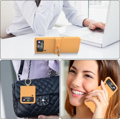 متوافق مع حافظة Galaxy Z Flip 4 مع حماية مفصلية ومسند حلقي، غطاء حماية نحيف ورقيق لهاتف Samsung Z Flip 4 5G (أرجواني) in Kuwait