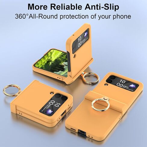 متوافق مع حافظة Galaxy Z Flip 4 مع حماية مفصلية ومسند حلقي، غطاء حماية نحيف ورقيق لهاتف Samsung Z Flip 4 5G (أرجواني) in Kuwait