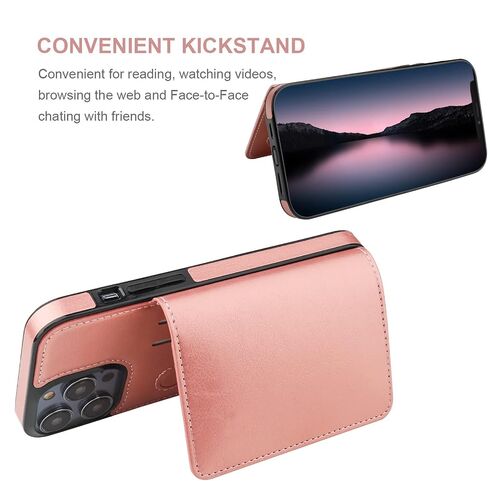 KIHUWEY متوافق مع iPhone 14 Pro Max Wallet Case حامل بطاقة الائتمان، مسند من الجلد الفاخر بمشبك مغناطيسي مخفي وغطاء واقٍ متين مقاوم للصدمات مقاس 6.7 بوصة (أسود) in Kuwait
